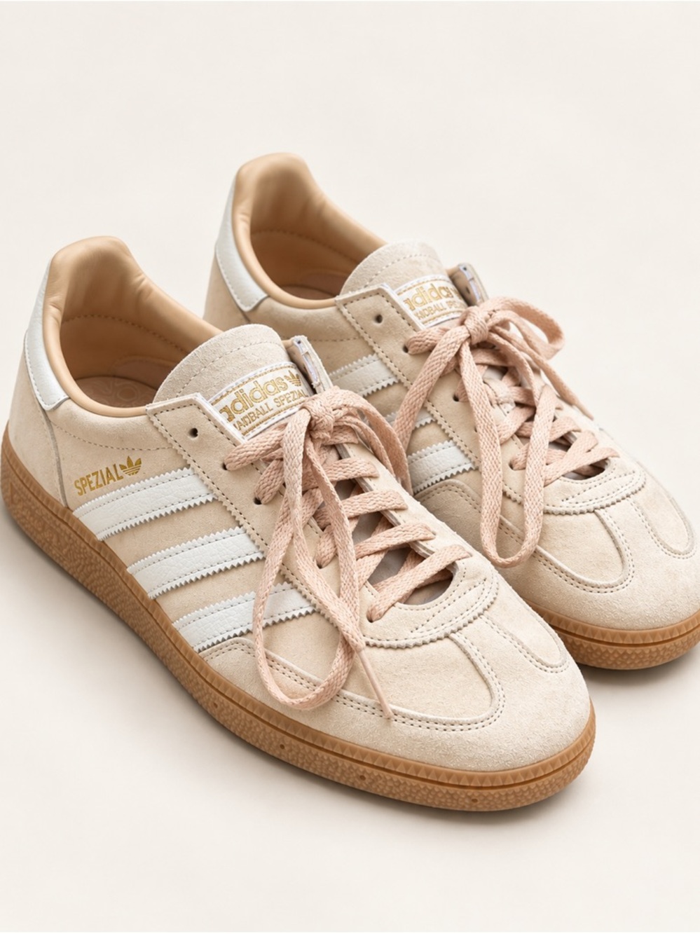 adidas Men’s Beige Suede Sneakers with White Stripes size US 9.5